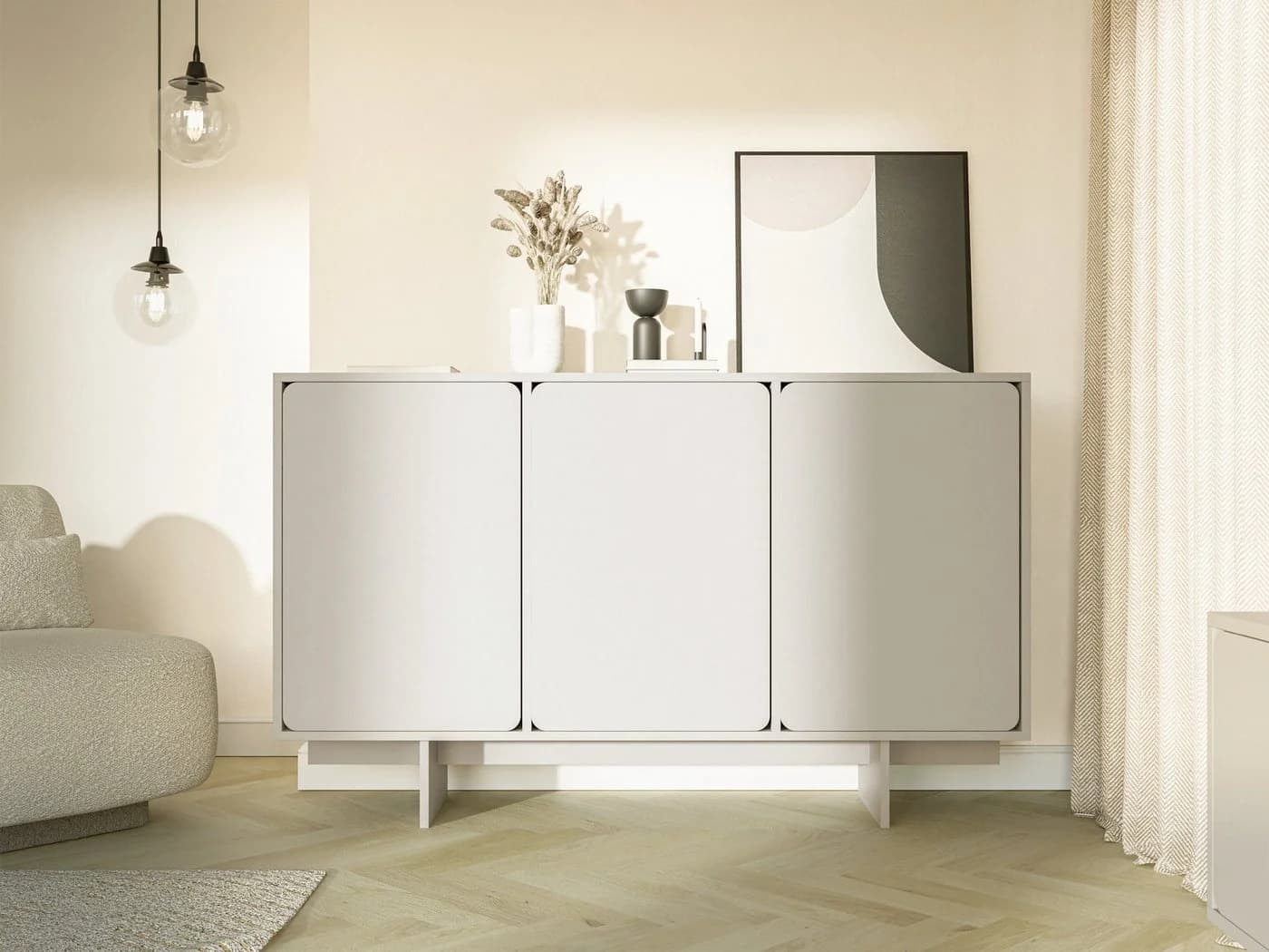 Selsey Sideboard WUWU 3-türig Push-to-Open Graubeige - Bild 2