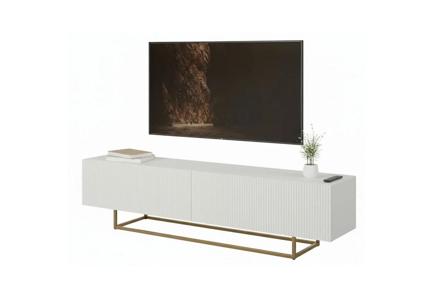 Selsey TV-Schrank VELDIO 175 cm Weiß Riffel-Optik - Bild 2