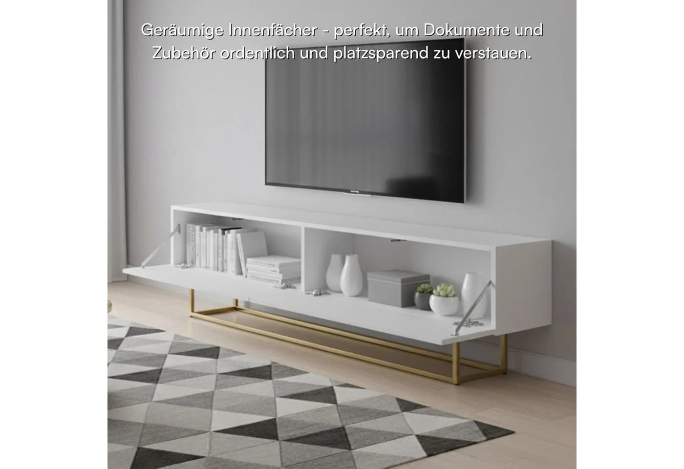 Selsey TV-Schrank VELDIO 175 cm Weiß Riffel-Optik - Bild 4