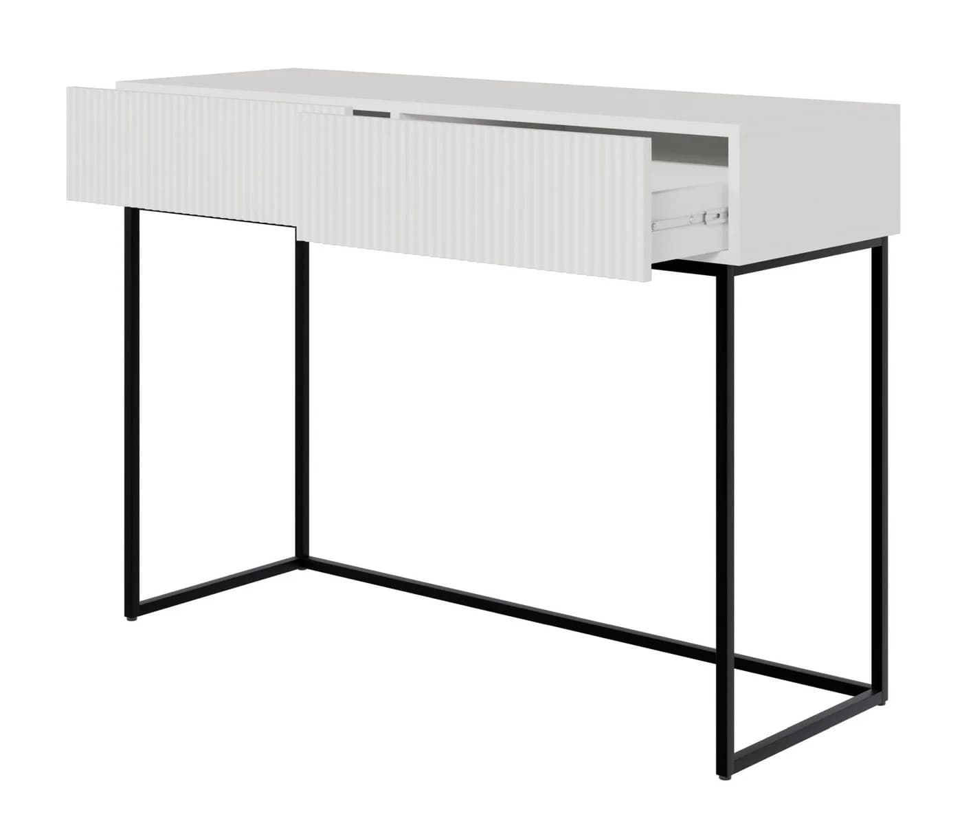 Selsey Schminktisch VELDIO Weiß 2 Schubladen Metallgestell - Bild 3