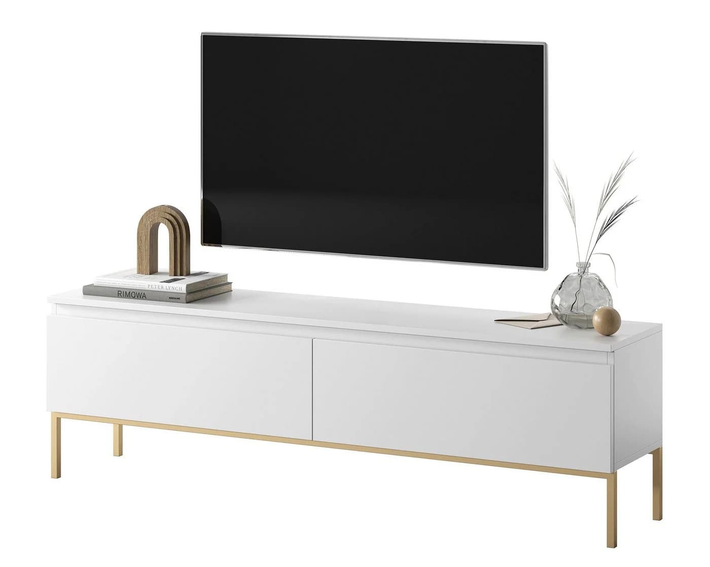 Selsey TV-Schrank BEMMI 2-türig Weiß Gold Metallgestell - Bild 2