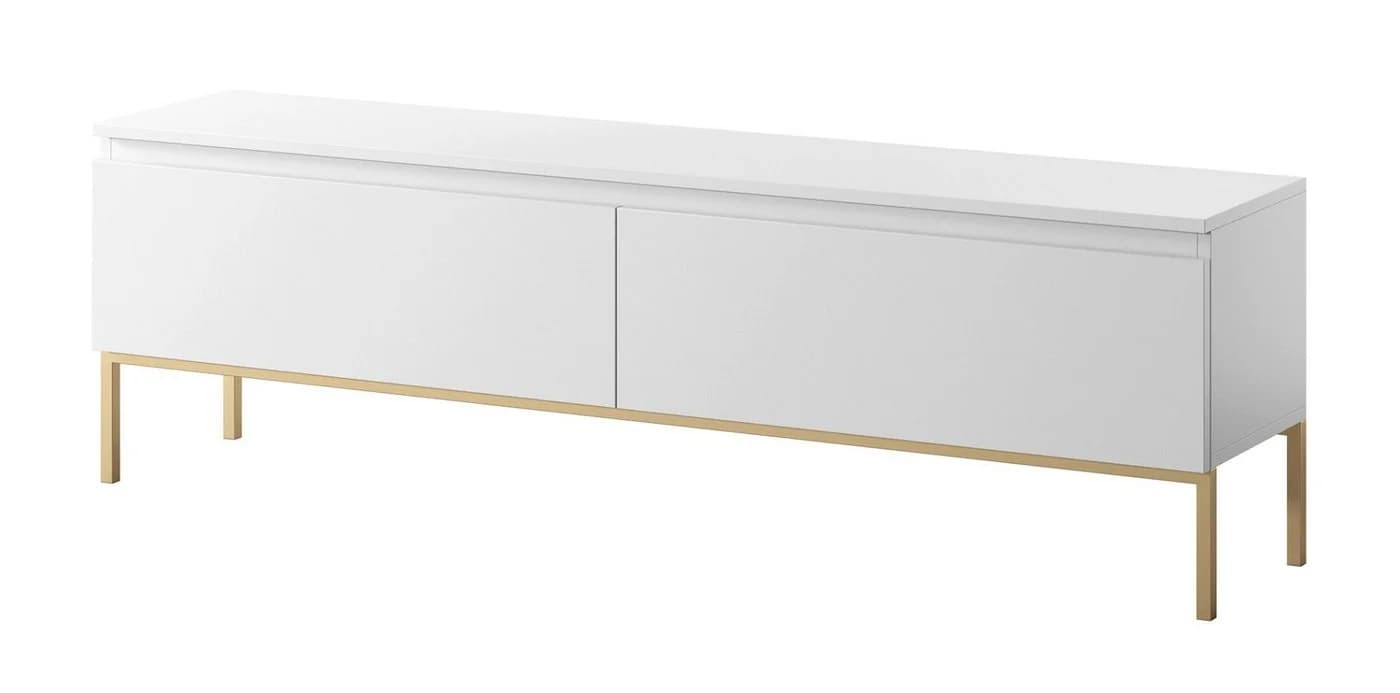 Selsey TV-Schrank BEMMI 2-türig Weiß Gold Metallgestell - Bild 3
