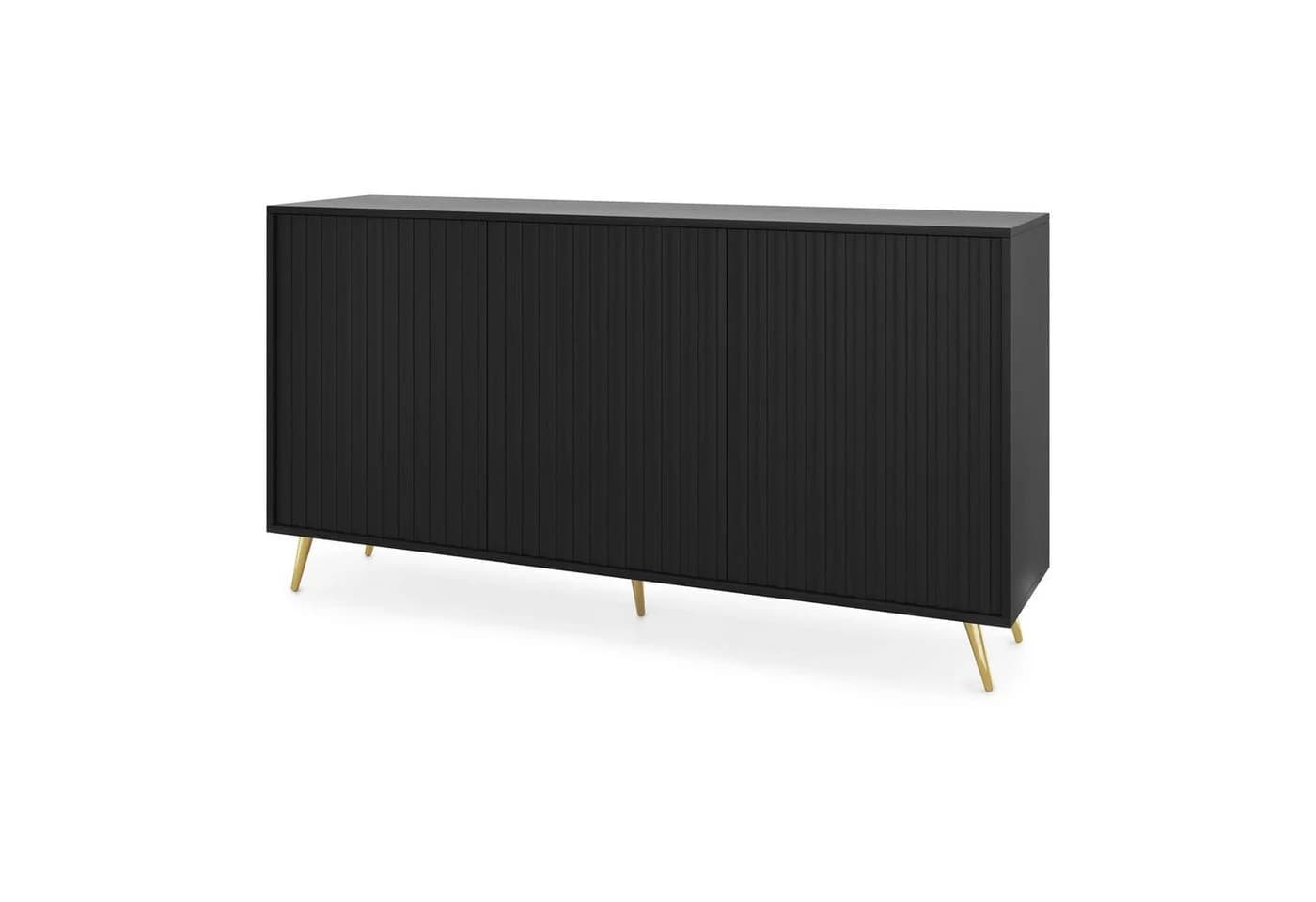 Selsey Sideboard BELLO 3-türig mit Lamellenfronten und goldenen Beinen - Bild 3