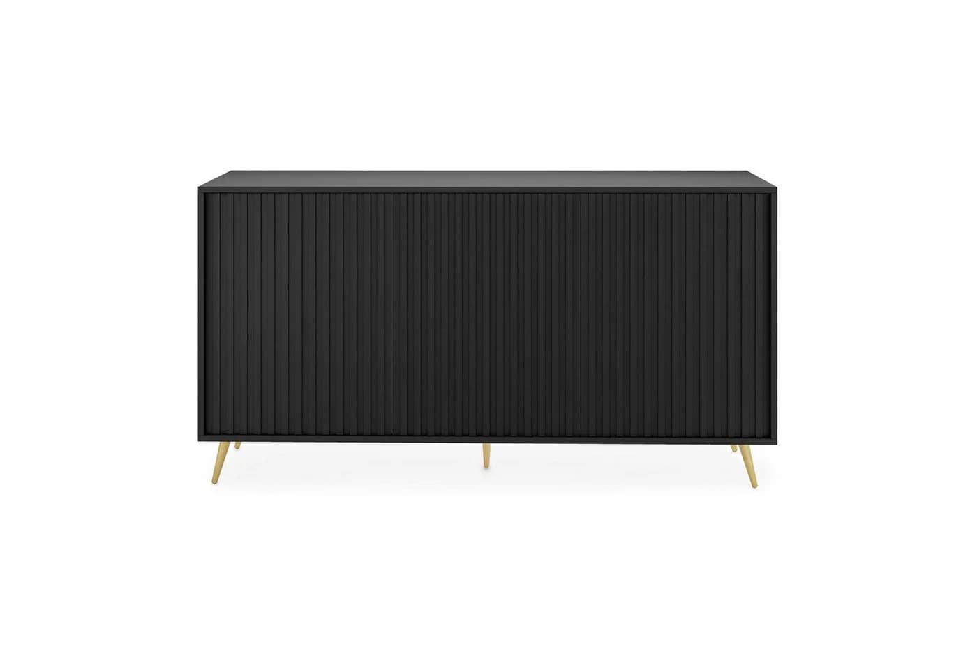 Selsey Sideboard BELLO 3-türig mit Lamellenfronten und goldenen Beinen - Bild 4