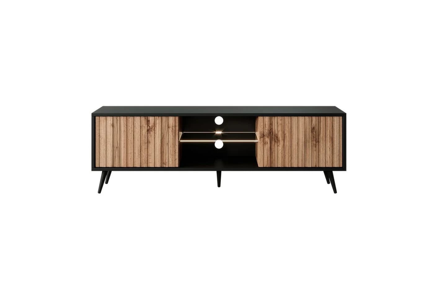 Selsey TV-Schrank BELLO Schwarz Lamellenfronten LED - Bild 4