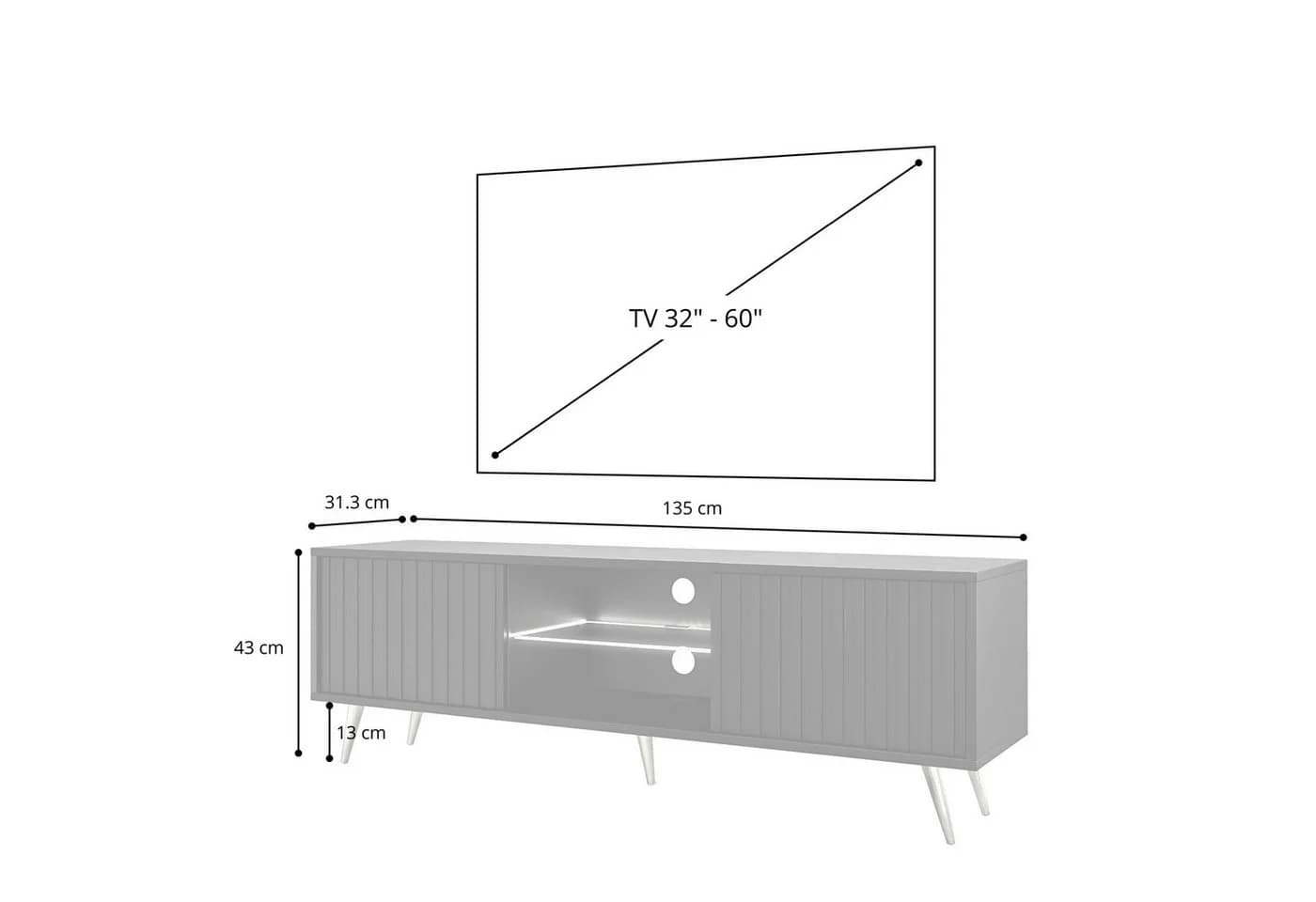 Selsey TV-Schrank BELLO Schwarz Lamellenfronten LED - Bild 5