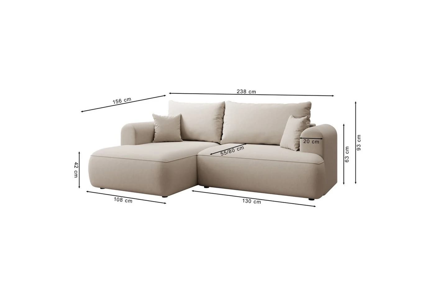 Selsey Ecksofa Ovo Mini Schlaffunktion Bettkasten - Bild 4