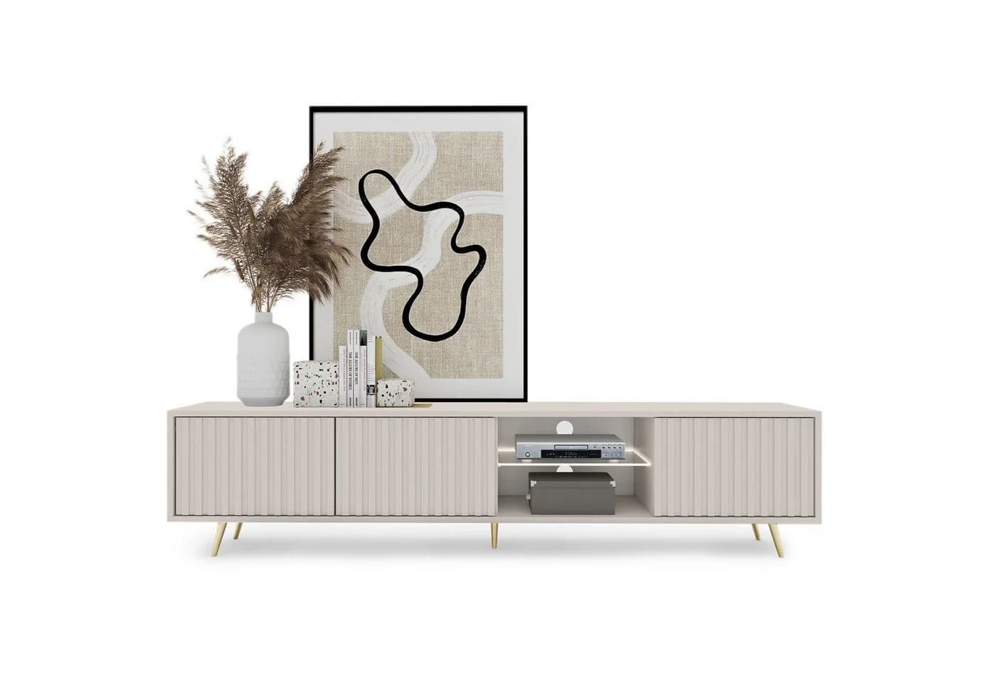Selsey TV-Schrank BELLO mit goldenen Füßen und LED - Bild 2