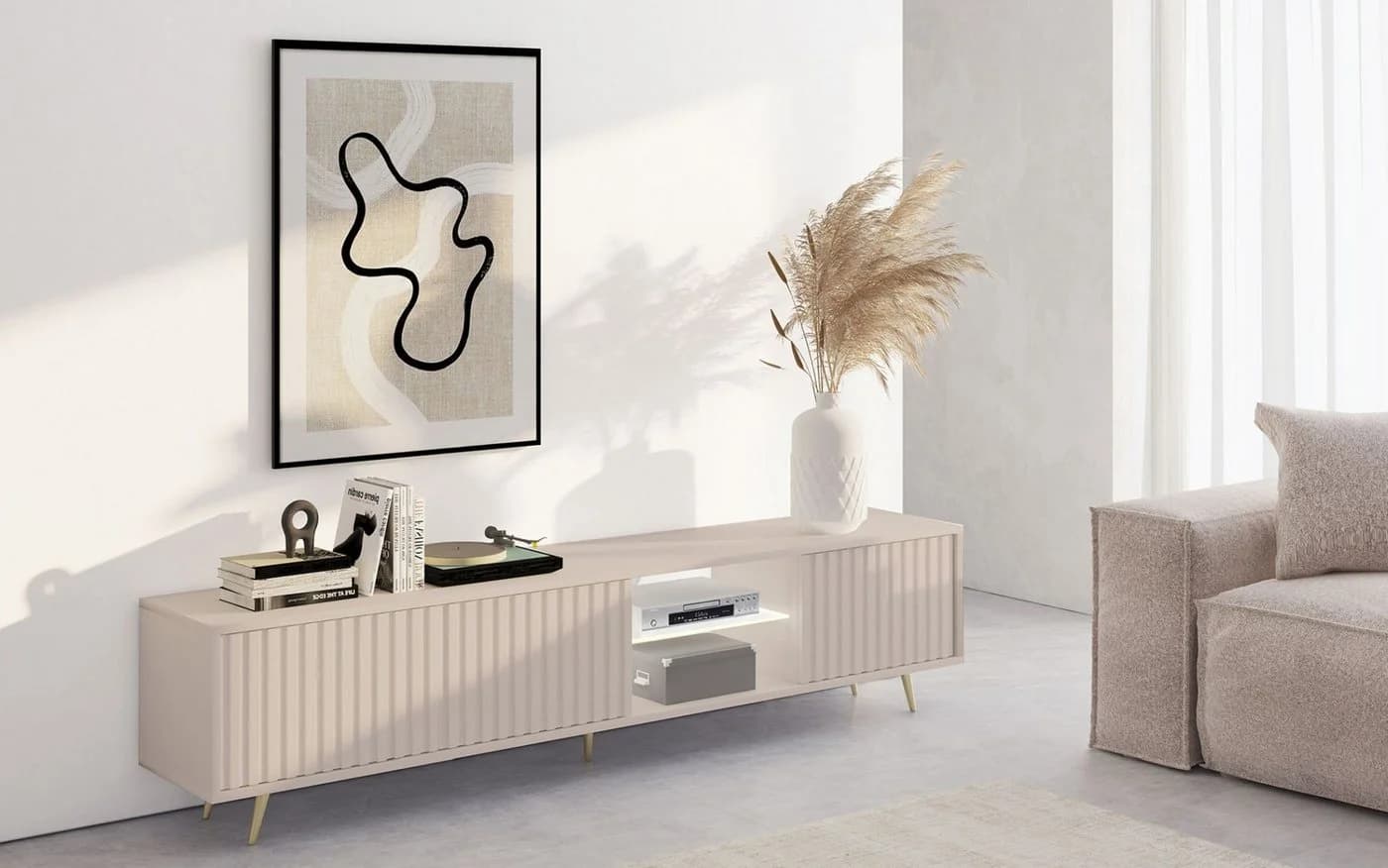 Selsey TV-Schrank BELLO mit goldenen Füßen und LED - Bild 3