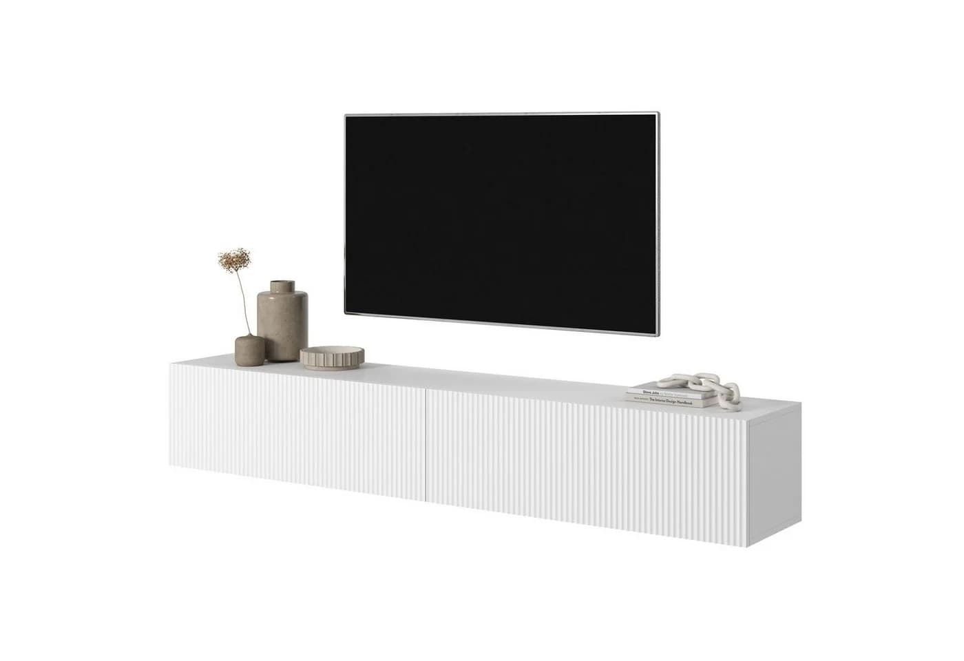 Selsey TV-Schrank VELDIO Hängeboard Weiß Geriffelt Push-to-Open - Bild 2