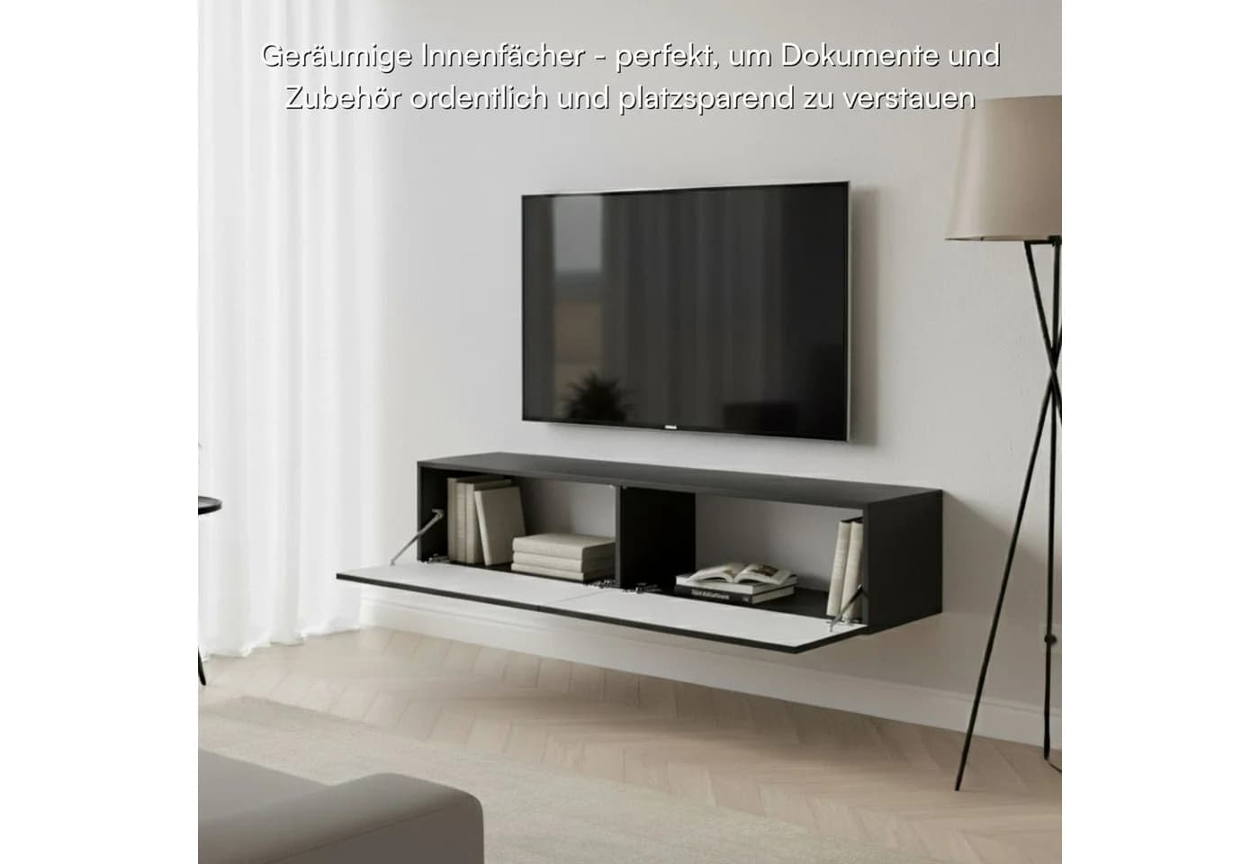 Selsey TV-Schrank VELDIO Hängeboard Matt Schwarz Push-to-Open - Bild 4