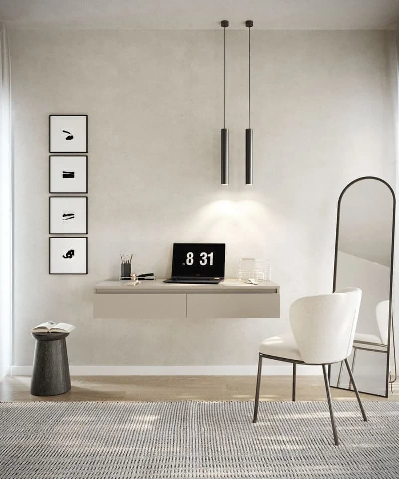 Selsey Schminktisch BEMMI Wandhängend Grau Beige Matt - Bild 2
