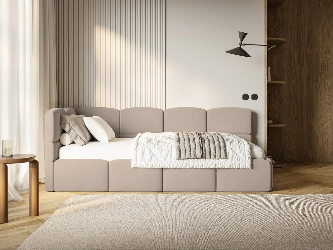 Selsey Jugendbett CLOUDY mit Eck-Kopfteil und Bettkasten Beige - Bild 2