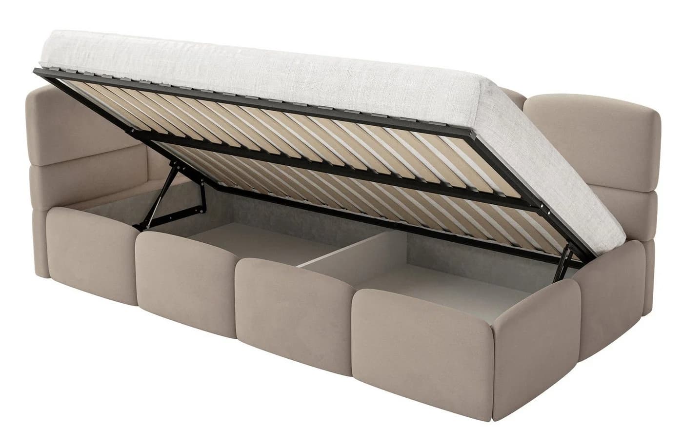 Selsey Jugendbett CLOUDY mit Eck-Kopfteil und Bettkasten Beige - Bild 3