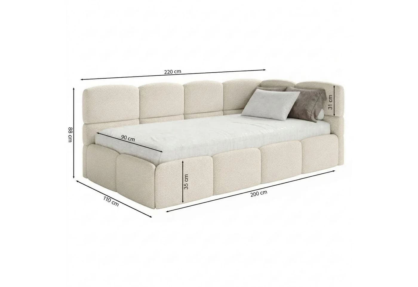 Selsey Jugendbett CLOUDY mit Eck-Kopfteil und Bettkasten Beige - Bild 4