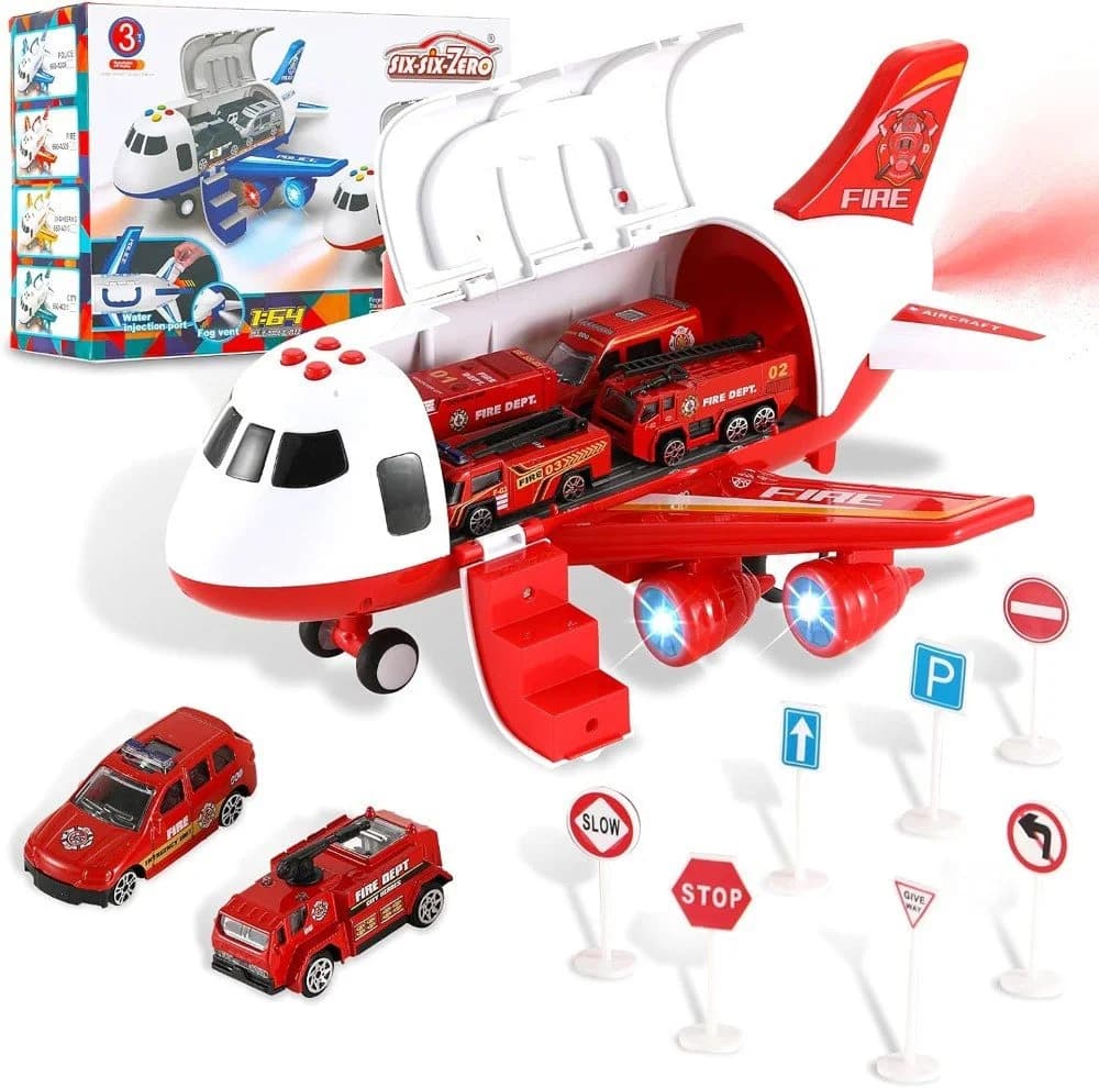 Ikonka Flugzeugtransporter-Set mit Soundeffekten und Lichtern