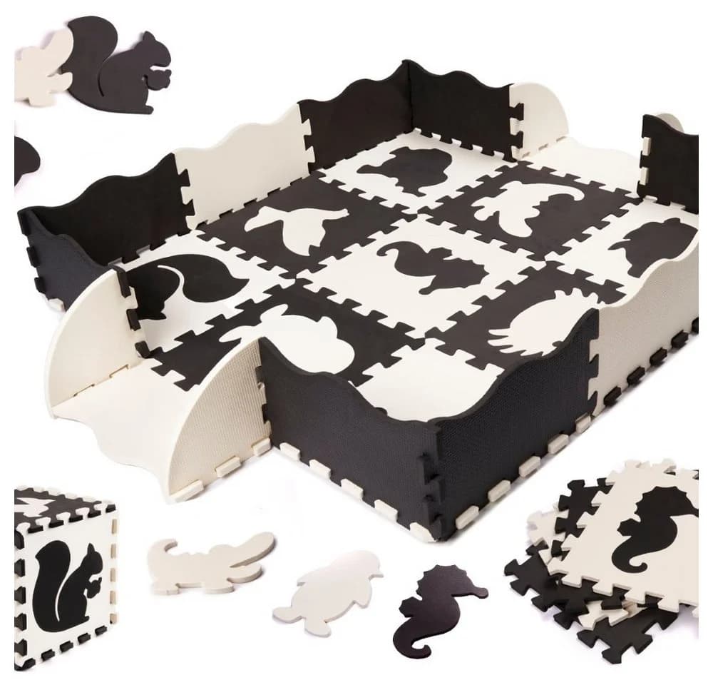 Ikonka Kinderpuzzle Matte Schwarz/Weiß EVA Schaumstoff
