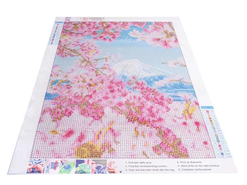 Ikonka 5D Diamond Painting Set Kirschblüten mit Berg 30x40cm - Bild 3