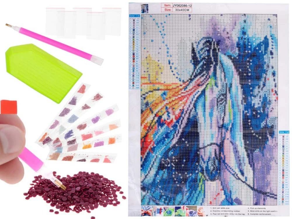 Ikonka 5D Diamond Painting DIY Set Mosaik Pferd 30x40cm