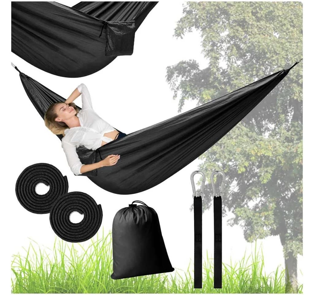 Ikonka Hängematte Robuste Camping-Hängematte mit Tasche, Seilen und Schnapphaken - Bild 2