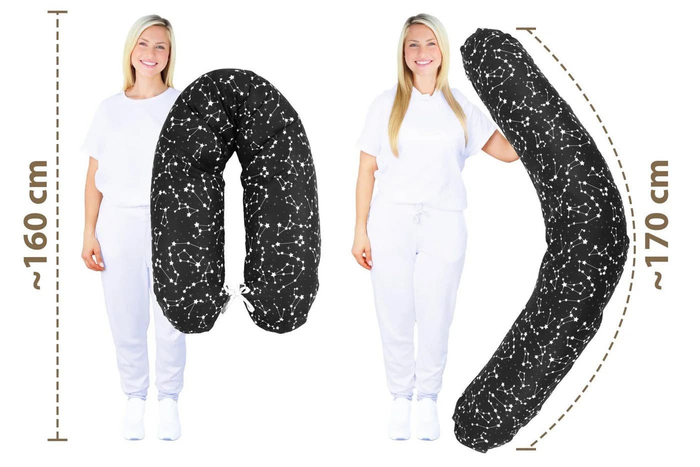 Amilian Stillkissenbezug 170 cm 100% Baumwolle Schwarz - Bild 3