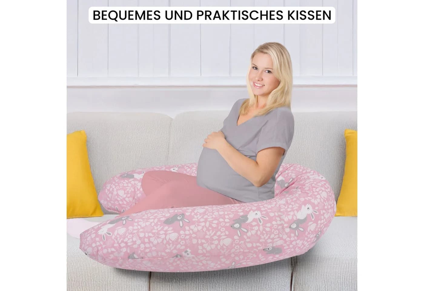 Amilian Stillkissen XXL mit Bezug - Schwangerschafts- & Seitenschläferkissen