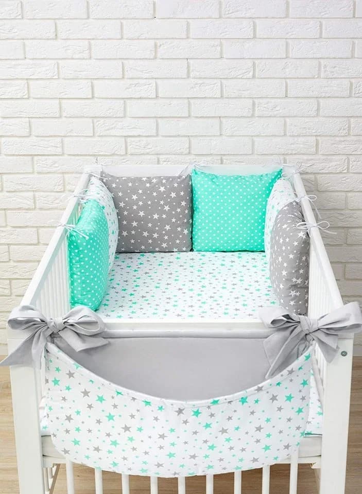 Amilian Bettnestchen 210 cm (6 Polster ca. 35 x 35 cm) Bettumrandung
