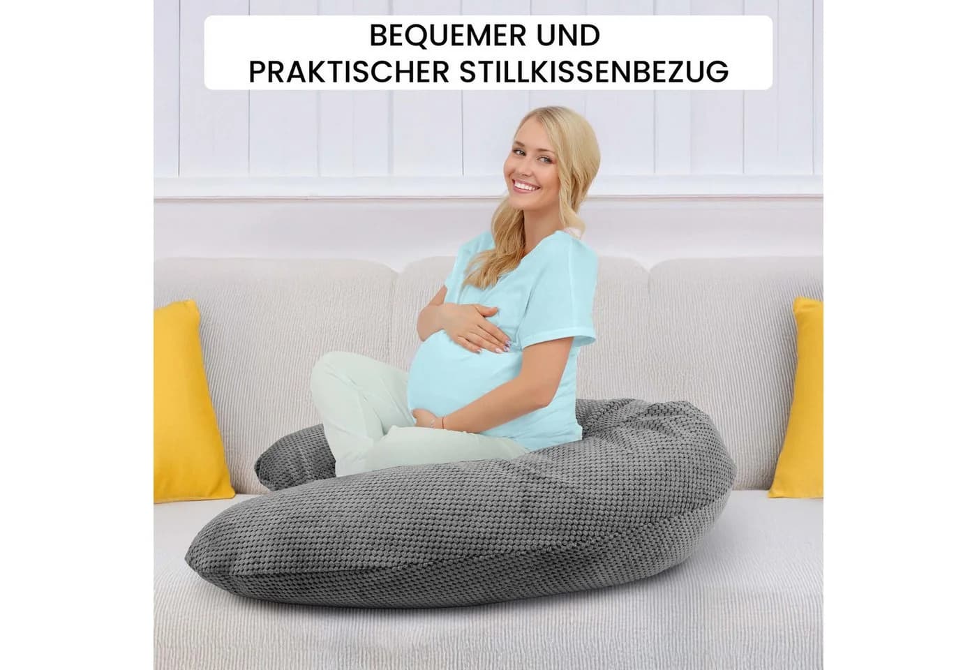 Amilian Stillkissenbezug 170 cm Grau Polyester mit Reißverschluss