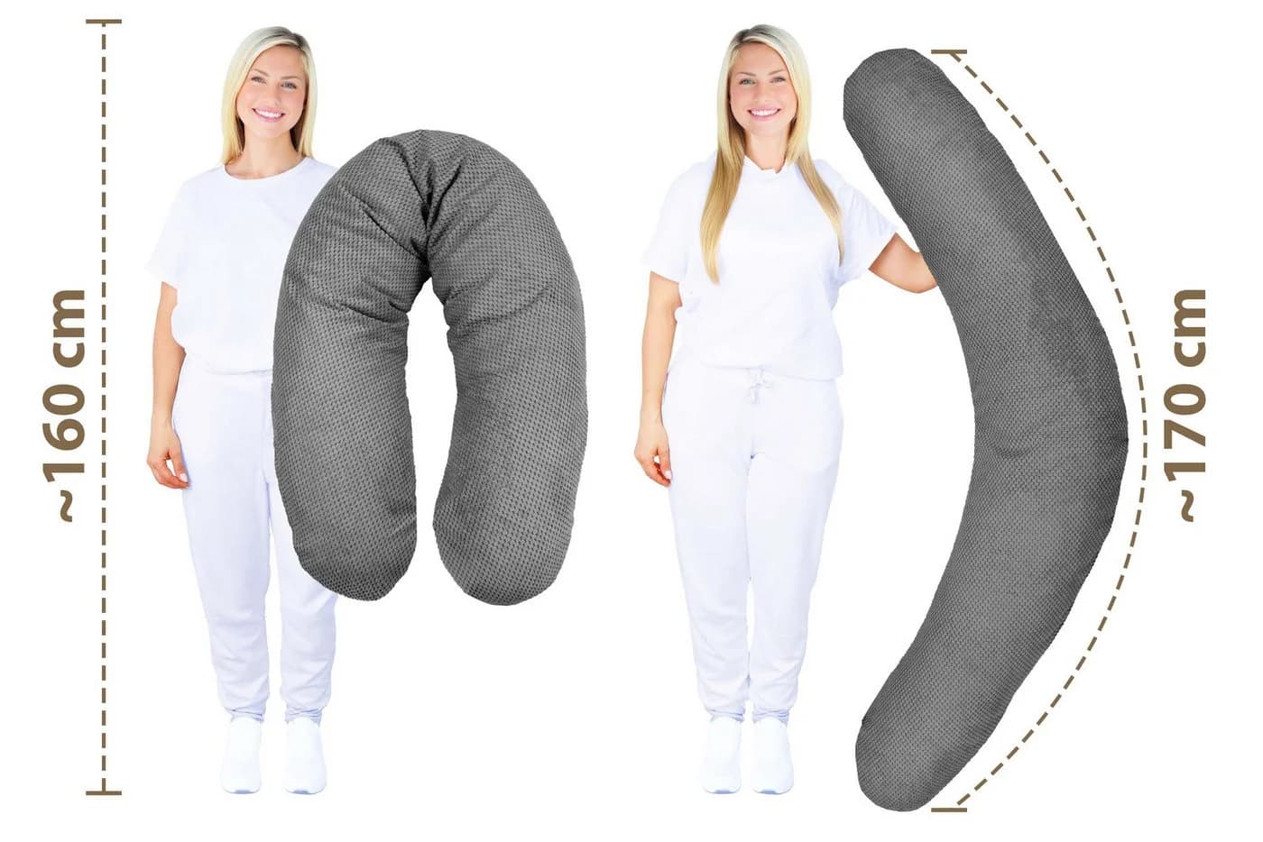 Amilian Stillkissenbezug 170 cm Grau Polyester mit Reißverschluss - Bild 3