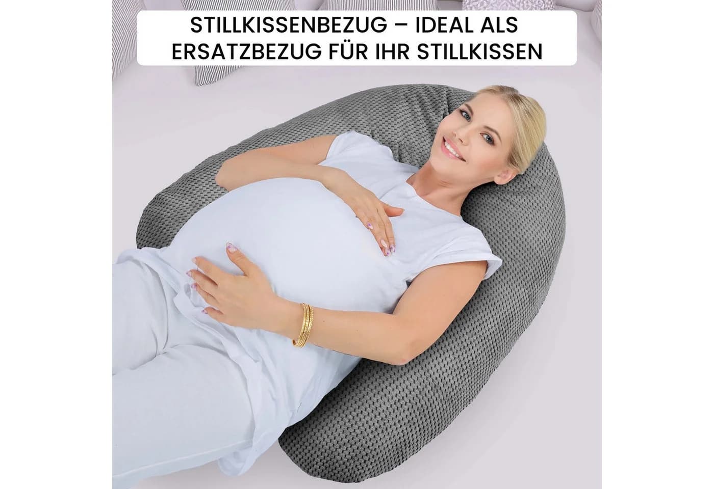 Amilian Stillkissenbezug 170 cm Grau Polyester mit Reißverschluss - Bild 4