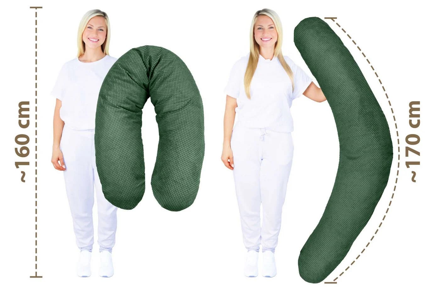 Amilian Stillkissen XXL 170 cm Grün Abnehmbarer Bezug - Bild 3
