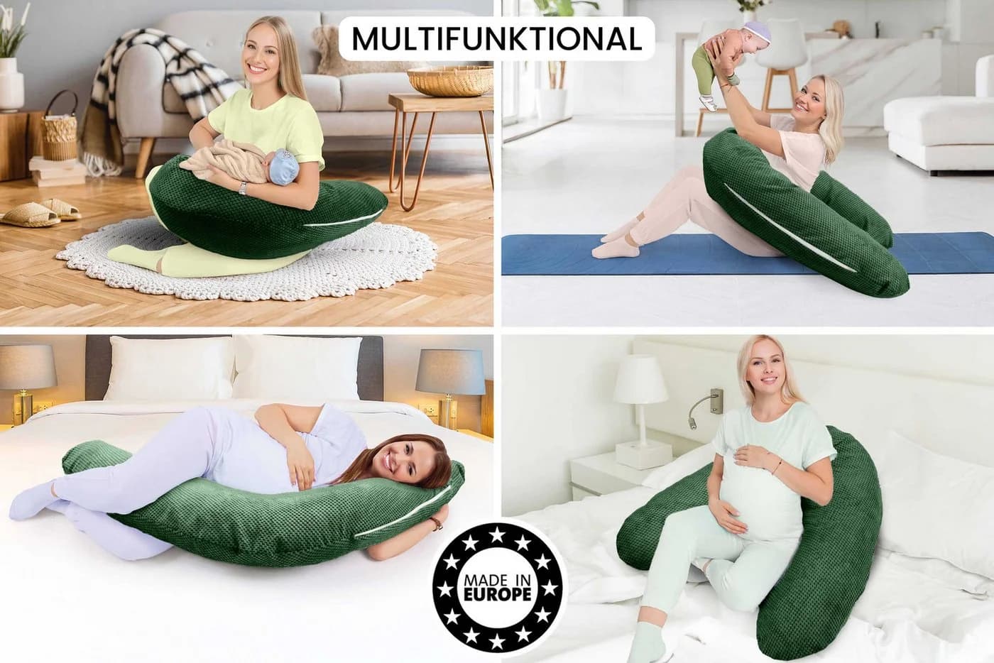 Amilian Stillkissen XXL 170 cm Grün Abnehmbarer Bezug - Bild 5