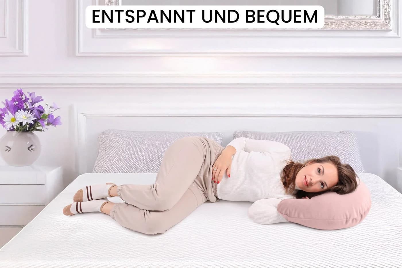 Amilian Stillkissen Stillmond Schwangerschaftskissen Lagerungskissen Seitenschläferkissen - Bild 4