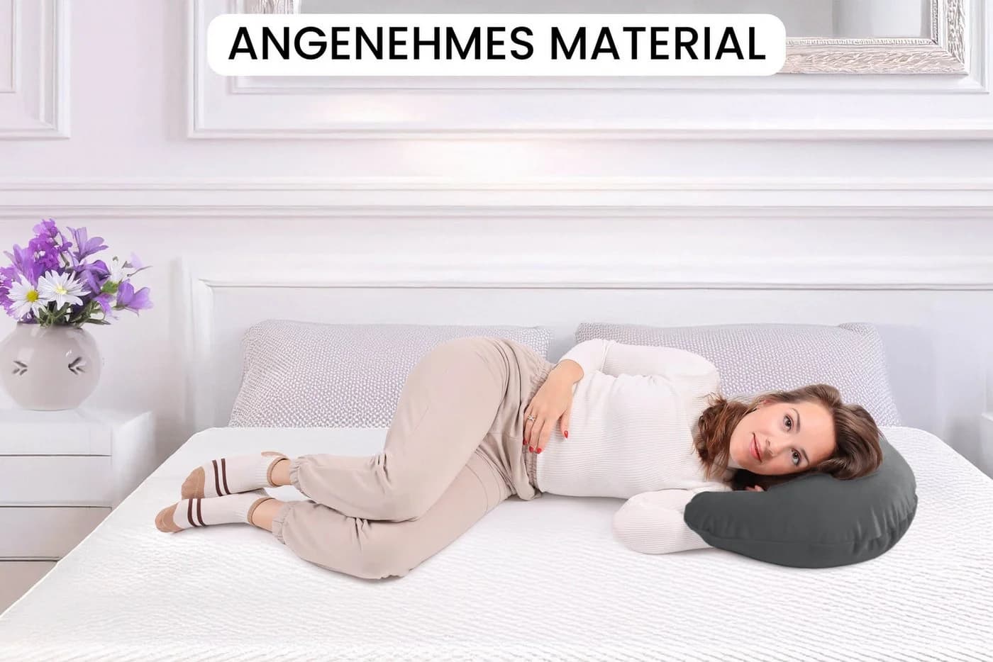 Amilian Stillkissenbezug Grau mit Reißverschluss - Bild 4