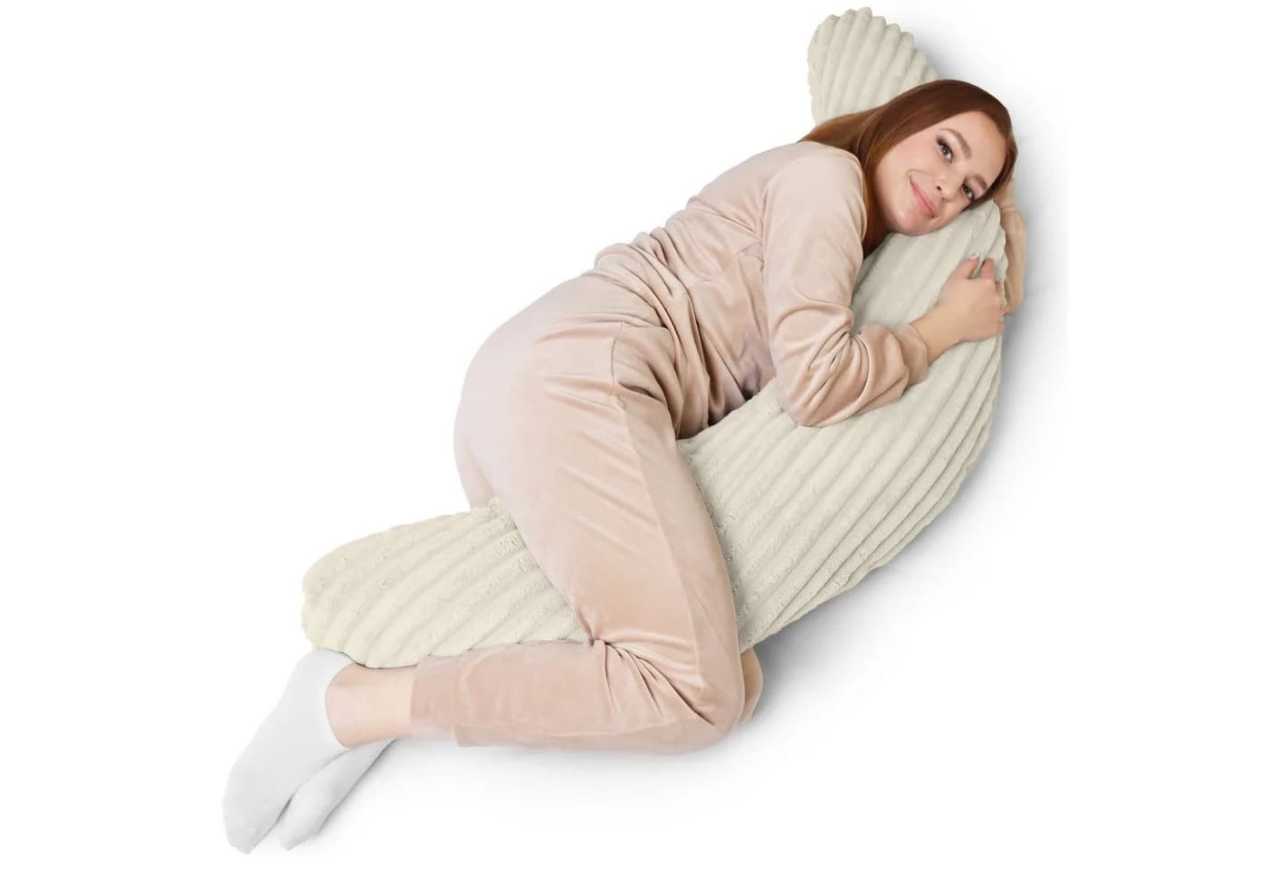 Amilian Stillkissen XXL 170 cm U-Form Beige Polyester - Bild 2