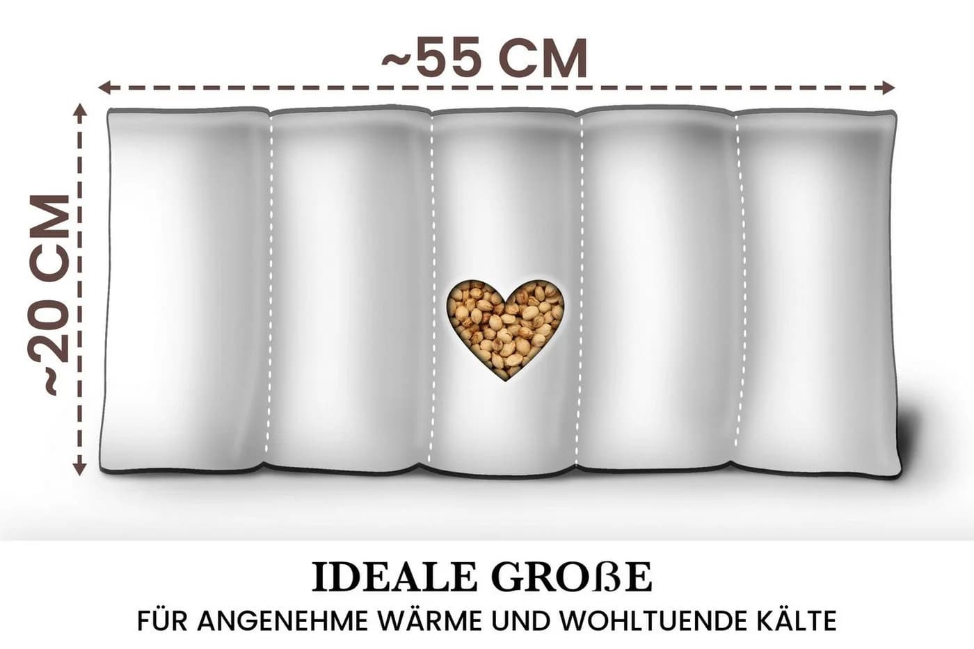 Amilian Kirschkernkissen Grau 55x20 cm Mikrowelle