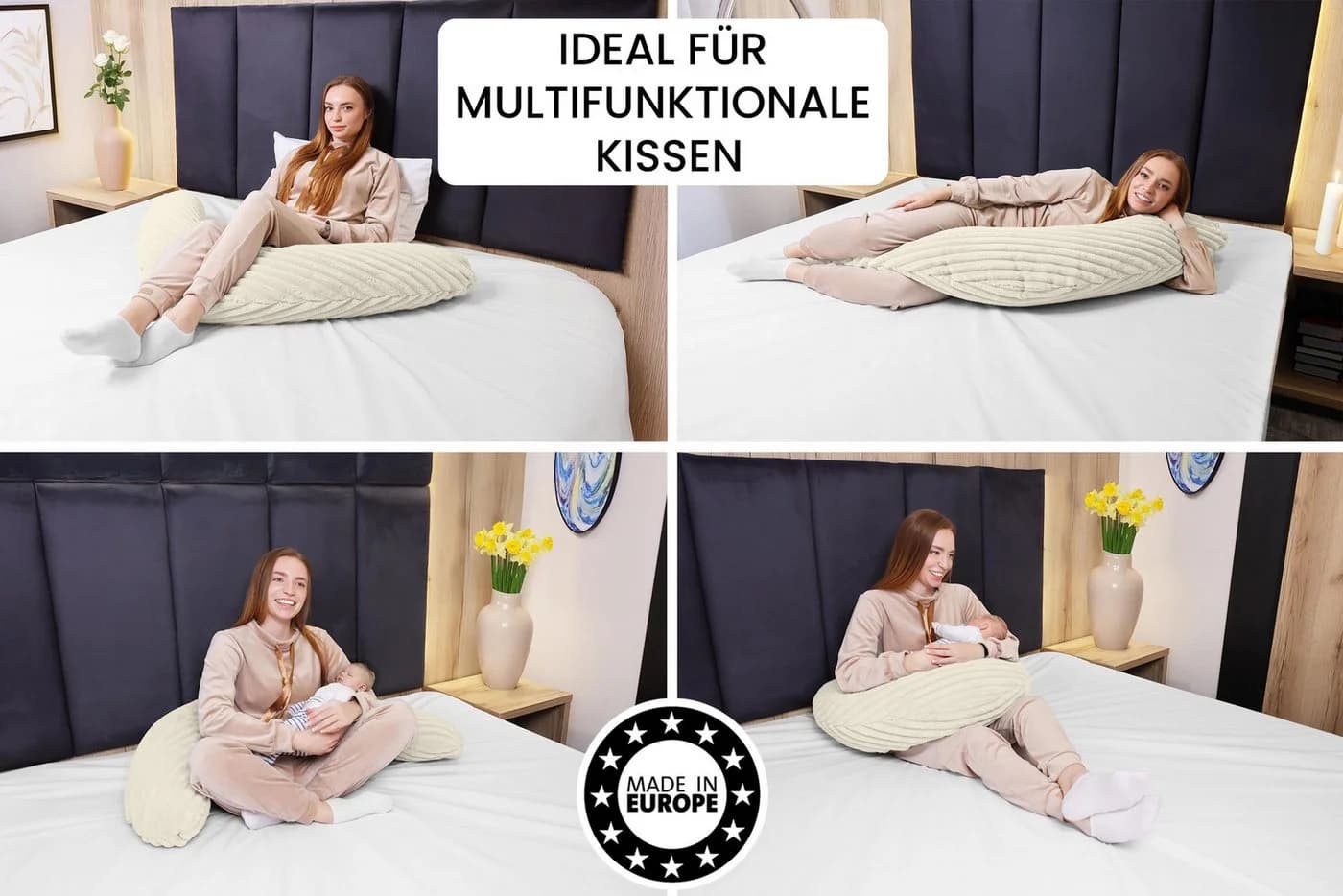 Amilian Stillkissenbezug 170 cm mit Reißverschluss - Beige Polyester - Bild 5