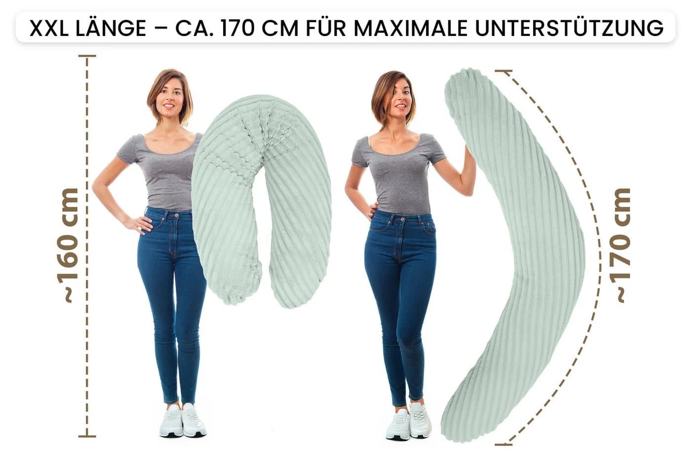 Amilian Stillkissen XXL 170 cm Schwangerschaftskissen Seitenschläferkissen - Bild 3