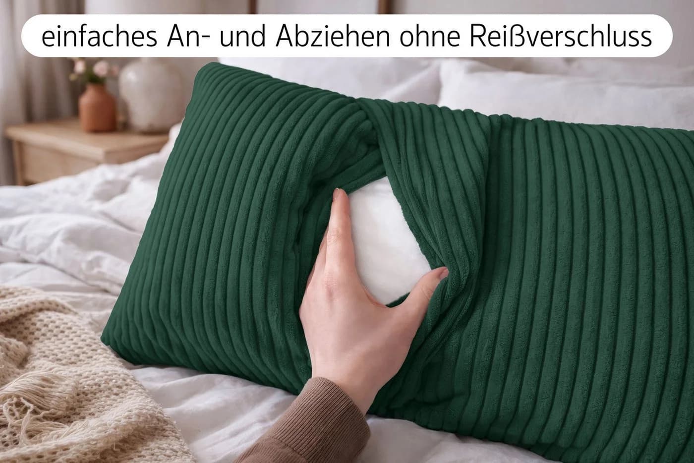 Amilian Dekokissen 40x80 cm 2er Set Grün mit Füllung - Bild 3