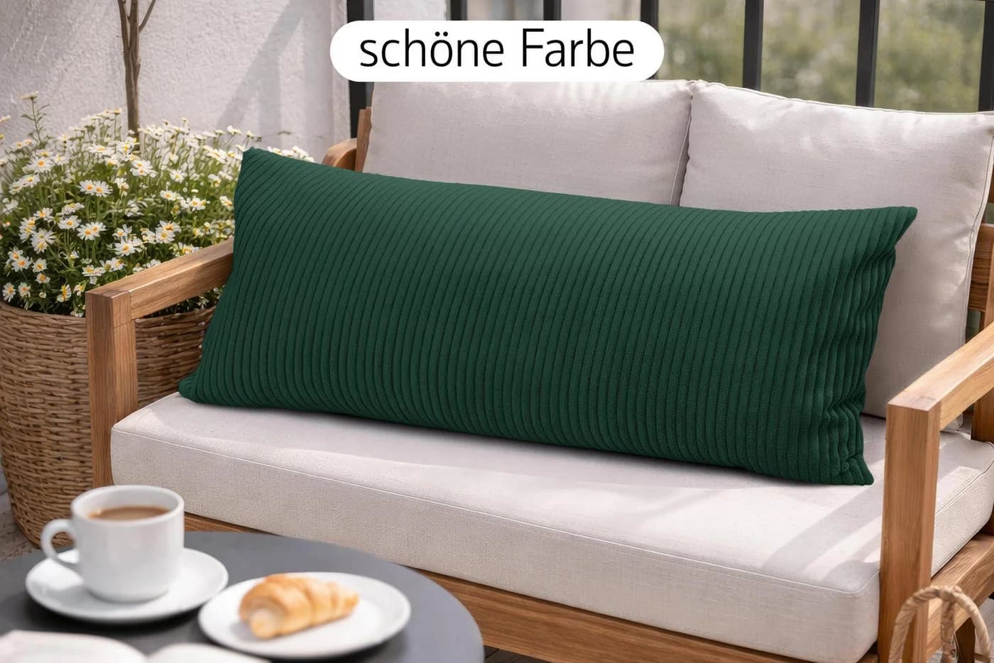 Amilian Dekokissen 40x80 cm 2er Set Grün mit Füllung - Bild 4