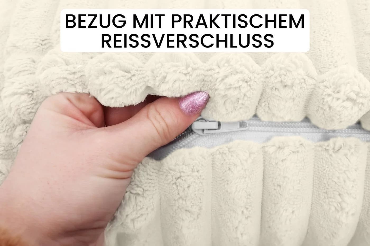 Amilian Nackenrollenbezug Beige mit Reißverschluss - Bild 4