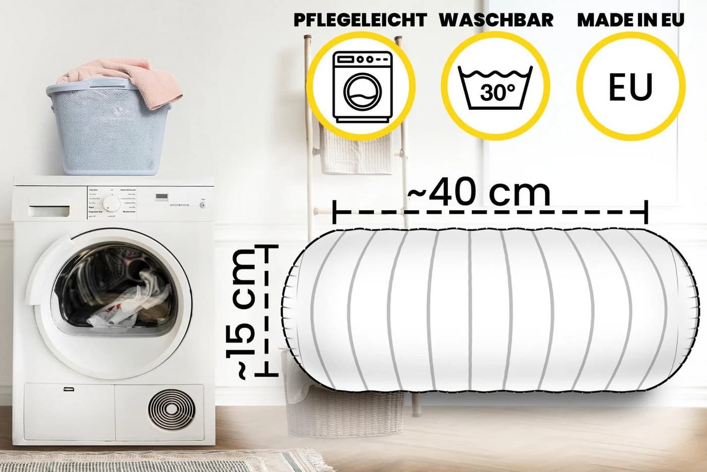 Amilian Nackenrollenbezug Beige mit Reißverschluss - Bild 5
