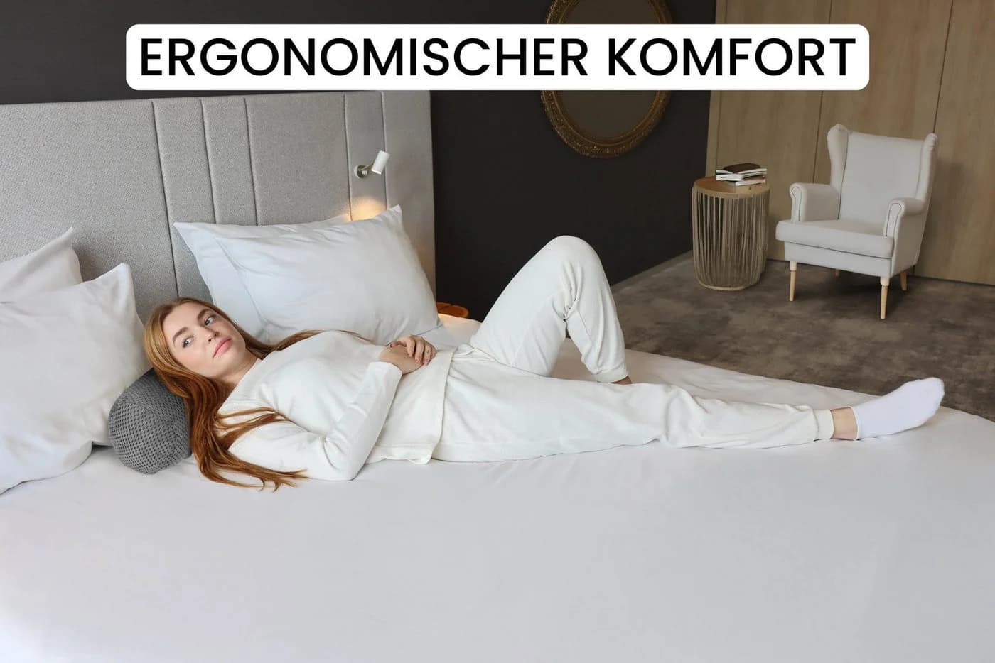 Amilian Nackenrolle Grau - Kissenrolle mit abnehmbarem Bezug - Bild 5