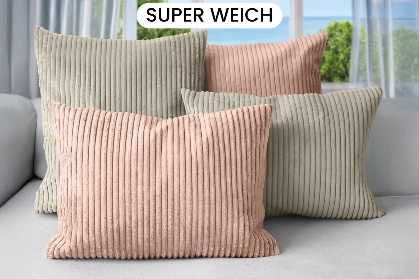 Amilian Dekokissen 4er Set Rosa mit Füllung