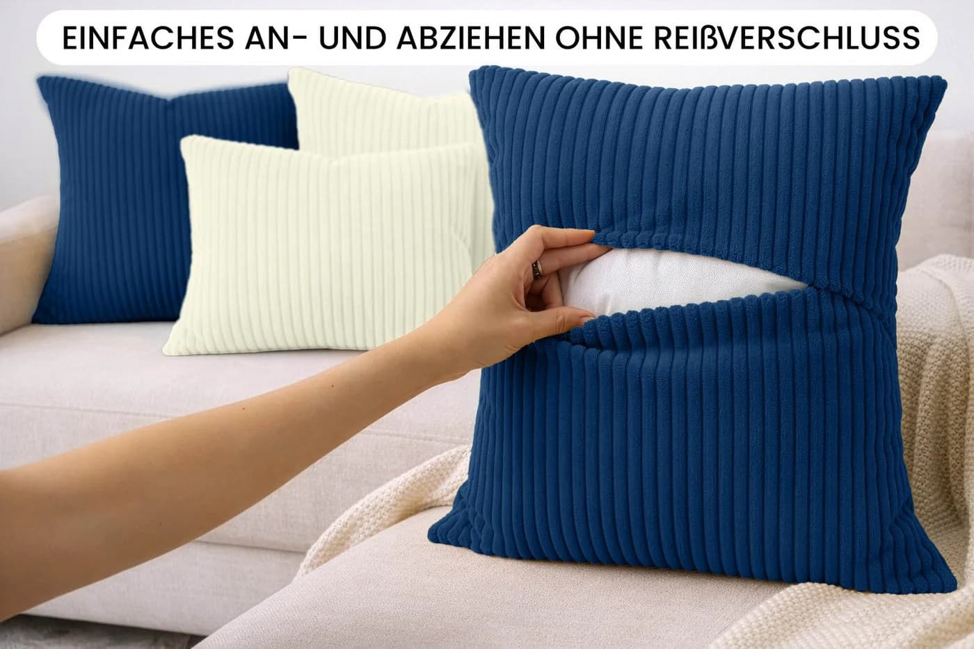 Amilian Dekokissen 4er Set mit Füllung Hotelverschluss - Bild 5