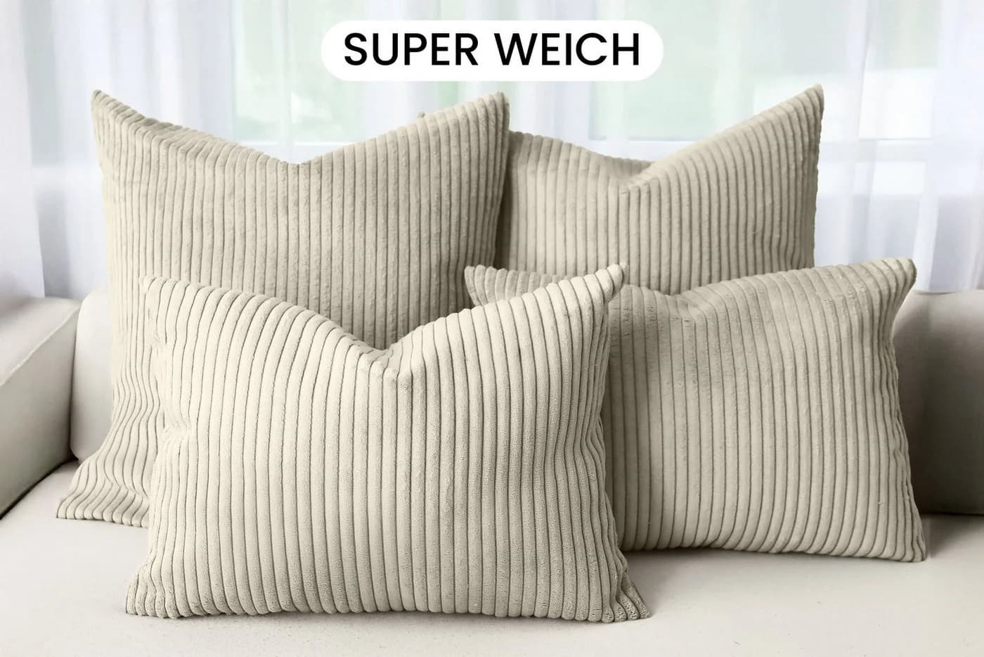 Amilian Dekokissen 4er Set mit Füllung 50x50 & 35x45 cm