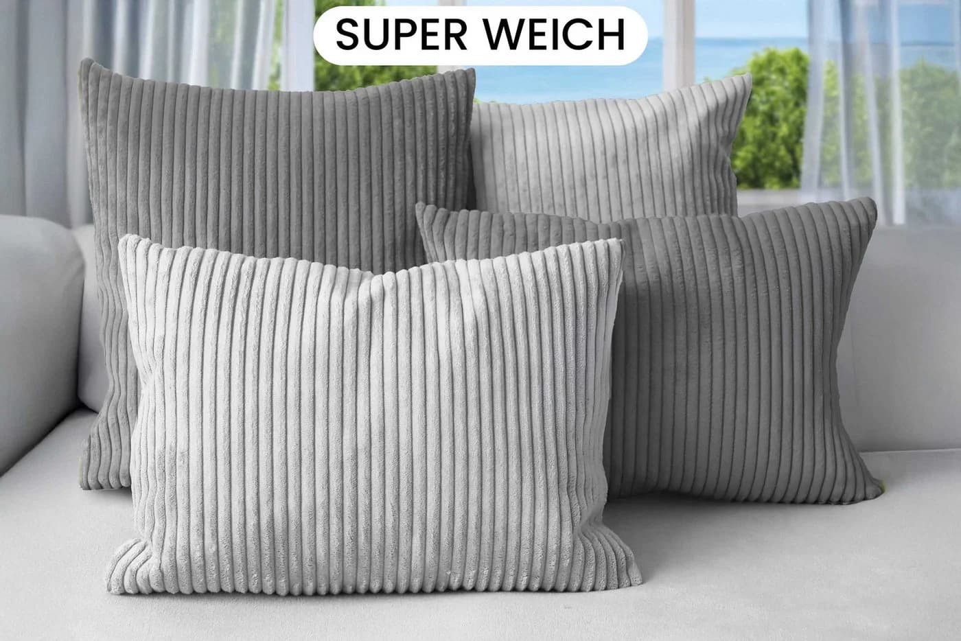Amilian Kissenbezüge 4er Set Grau Modern