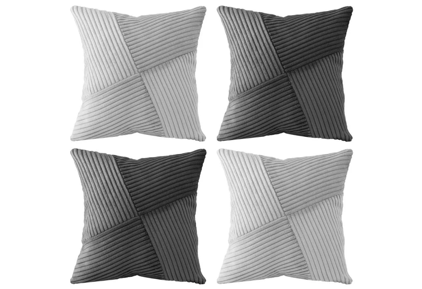 Amilian Kissenhüllen 40x40 cm 4er Set Grau Modern - Bild 2