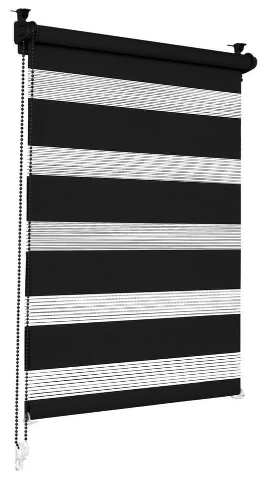 SONELLO Doppelrollo Klemmfix Schwarz Blickdicht Ohne Bohren