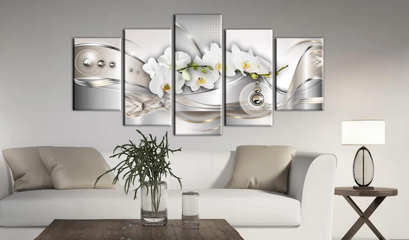 Artgeist Wandbild Pearl Dance of Orchids Braun Gelb Grau